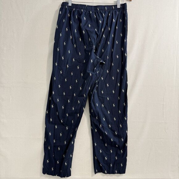 Polo Ralph Lauren Men's All Over Print Pony Navy Blue Lounge Sleep Pants Size L - Picture 2 of 10